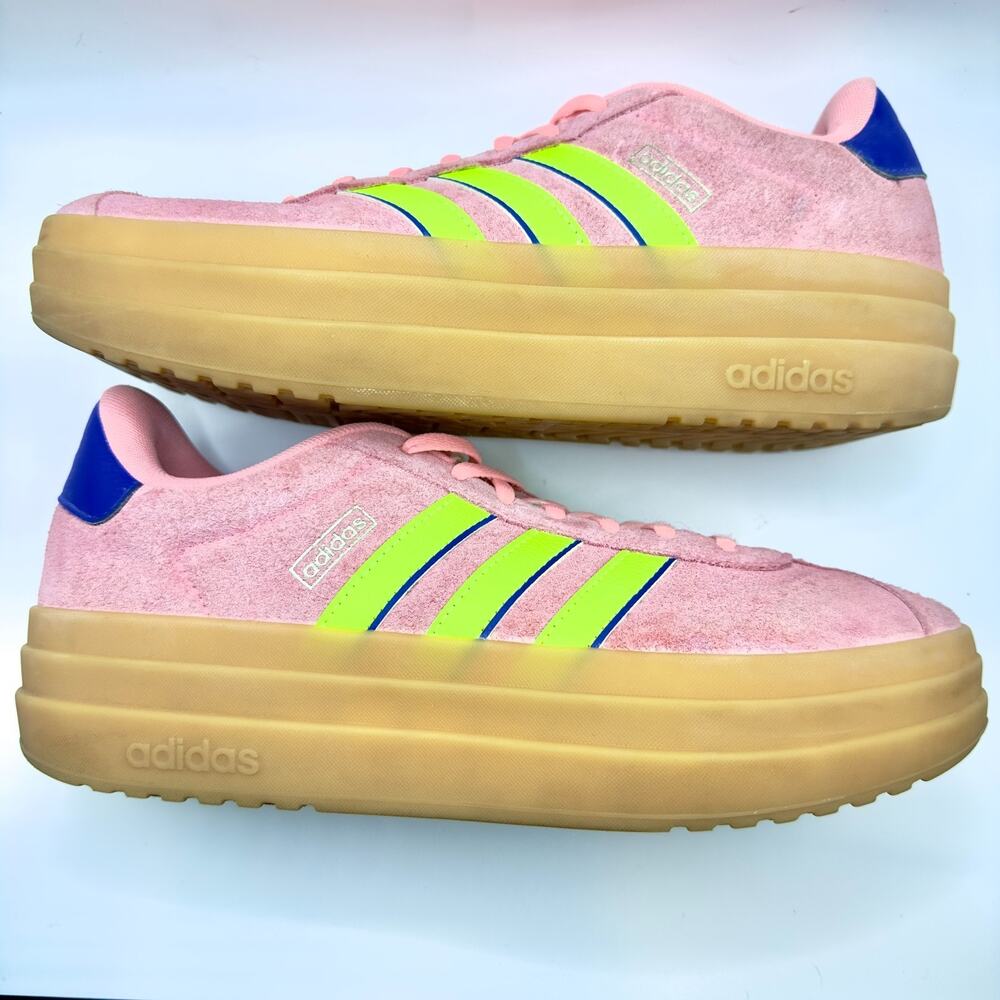 Adidas VL Court Pink Lemon Blue Platform Sneakers Womens Sz 8.5 - Picture 7 of 8
